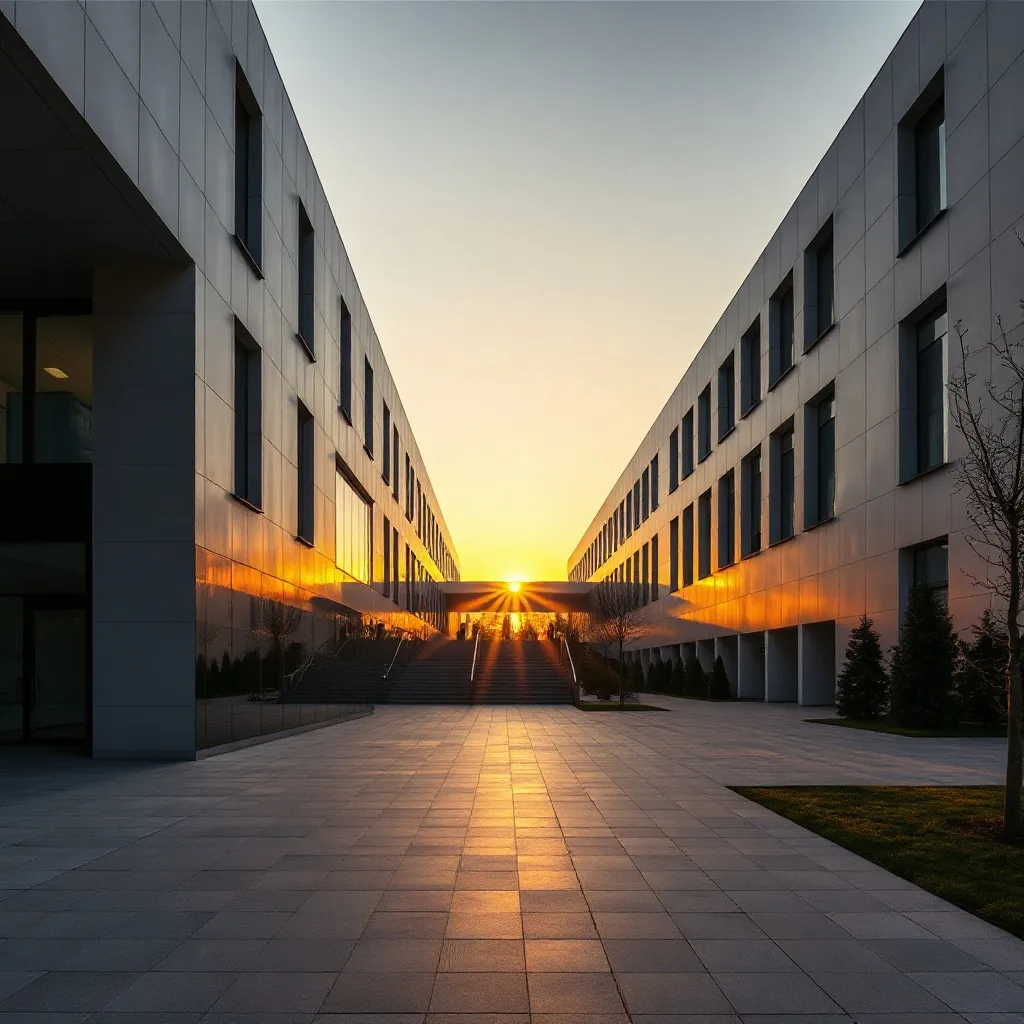 Modern university building architecture in Nitra, Slovakia,